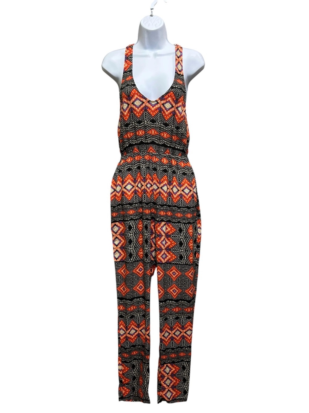 Mink Pink Orange Purple Tribal Pattern Jumpsuit Size S
